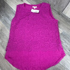 Maison Jules Magenta Lace Sleeveless Top – Size L, Feminine & Lightweight